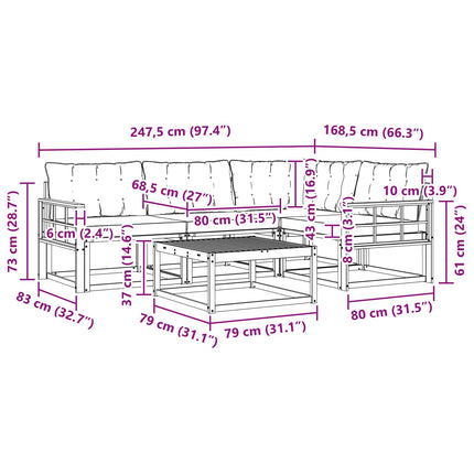 Udendørs sofagruppe 5 pcs Hvid og lysegrå 79 x 79 x 37 cm