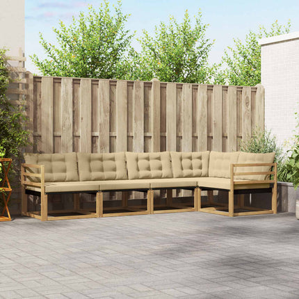 Udendørs sofagruppe med pude 5 pcs Hvid og Beige