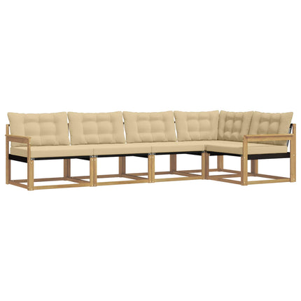 Udendørs sofagruppe med pude 5 pcs Hvid og Beige