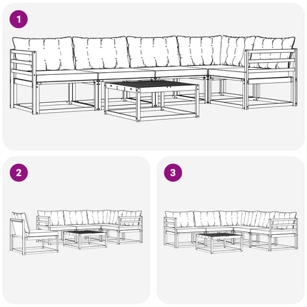 Udendørs sofagruppe 6 pcs Hvid og sort 79 x 79 x 37 cm