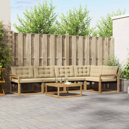 Udendørs sofagruppe 6 pcs Hvid og Beige 79 x 79 x 37 cm