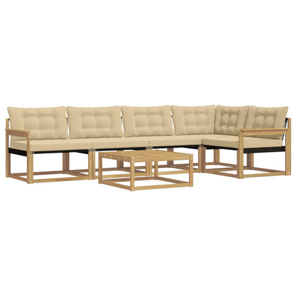 Udendørs sofagruppe 6 pcs Hvid og Beige 79 x 79 x 37 cm