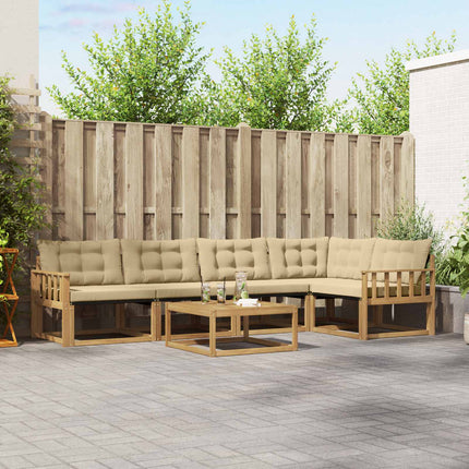 Udendørs sofagruppe 6 pcs Hvid og Beige 79 x 79 x 37 cm