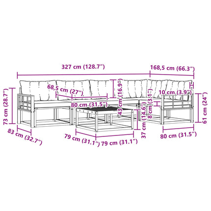 Udendørs sofagruppe 6 pcs Hvid og cremefarvet 79 x 79 x 37 cm