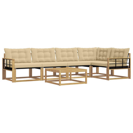 Udendørs sofagruppe 6 pcs Hvid og Beige 79 x 79 x 37 cm
