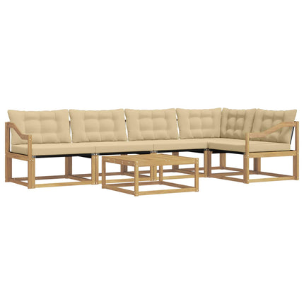 Udendørs sofagruppe 6 pcs Hvid og Beige 79 x 79 x 37 cm