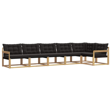 Udendørs sofagruppe med pude 6 pcs Hvid og sort