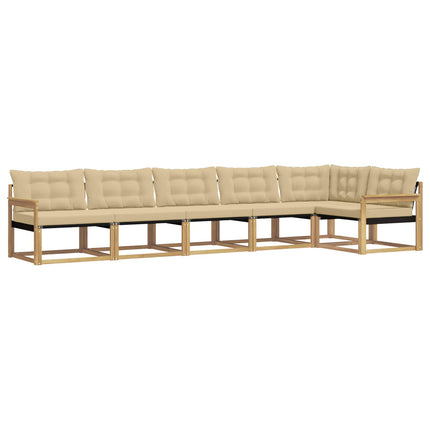 Udendørs sofagruppe med pude 6 pcs Hvid og Beige