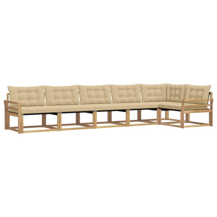Udendørs sofagruppe med pude 6 pcs Hvid og Beige