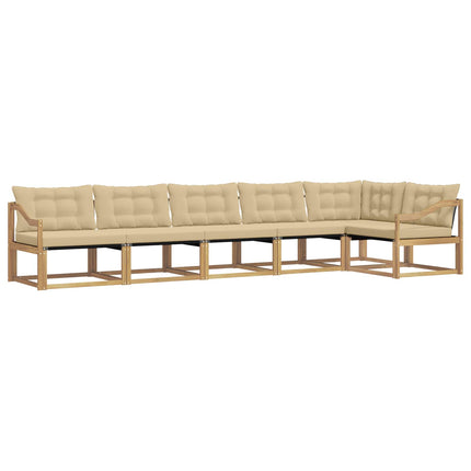 Udendørs sofagruppe med pude 6 pcs Hvid og Beige