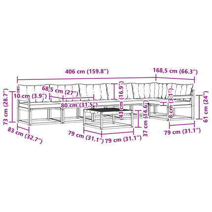 Udendørs sofagruppe 7 pcs Hvid og cremefarvet 79 x 79 x 37 cm