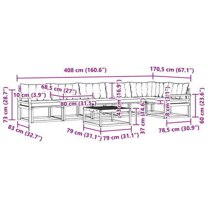 Udendørs sofagruppe 7 pcs Hvid og cremefarvet 79 x 79 x 37 cm