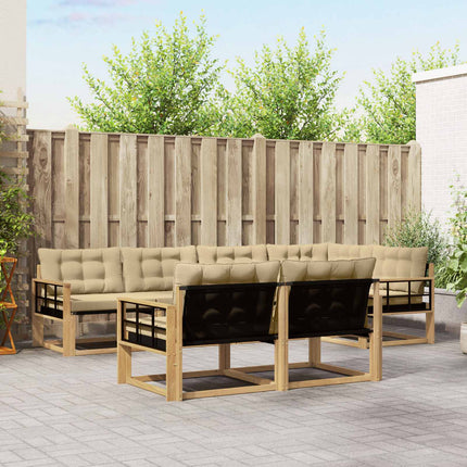 Udendørs sofagruppe med pude 7 pcs Hvid og Beige