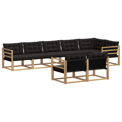 Udendørs sofagruppe med pude 8 pcs Hvid og sort