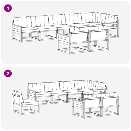 Udendørs sofagruppe med pude 8 pcs Hvid og Beige