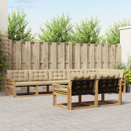 Udendørs sofagruppe med pude 8 pcs Hvid og Beige