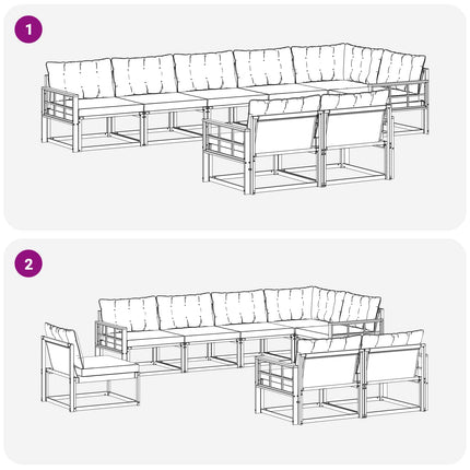 Udendørs sofagruppe med pude 8 pcs Hvid og Beige