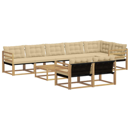 Udendørs sofagruppe 9 pcs Hvid og Beige 79 x 79 x 37 cm