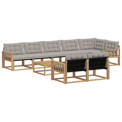 Udendørs sofagruppe 9 pcs Hvid og lysegrå 79 x 79 x 37 cm