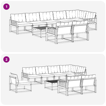 Udendørs sofagruppe 9 pcs Hvid og Beige 79 x 79 x 37 cm