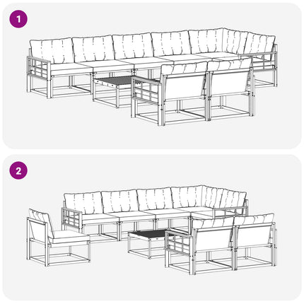 Udendørs sofagruppe 9 pcs Hvid og sort 79 x 79 x 37 cm