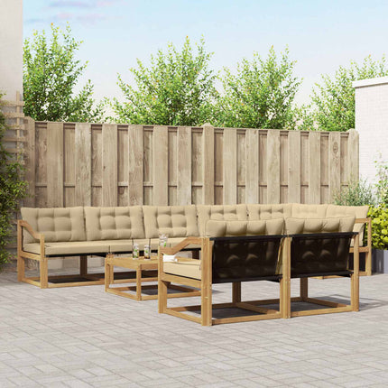 Udendørs sofagruppe 9 pcs Hvid og Beige 79 x 79 x 37 cm