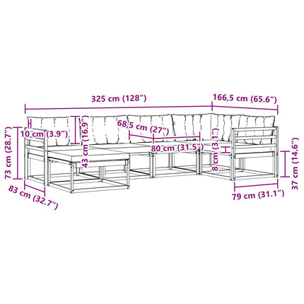 Udendørs sofagruppe med pude 6 pcs Hvid og Beige
