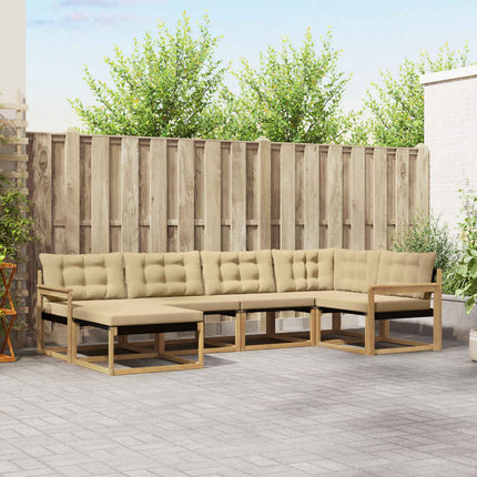Udendørs sofagruppe med pude 6 pcs Hvid og Beige
