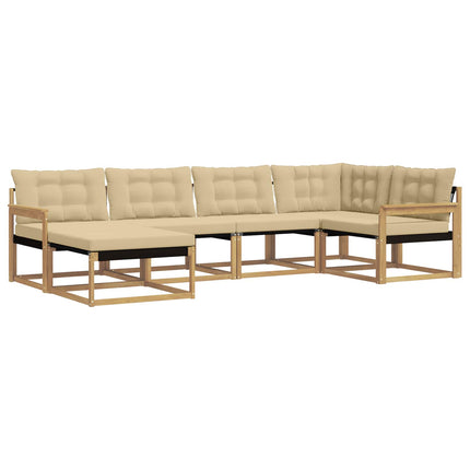 Udendørs sofagruppe med pude 6 pcs Hvid og Beige