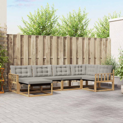 Udendørs sofagruppe 6 pcs Hvid og lysegrå 327 x 168,5 x 73 cm
