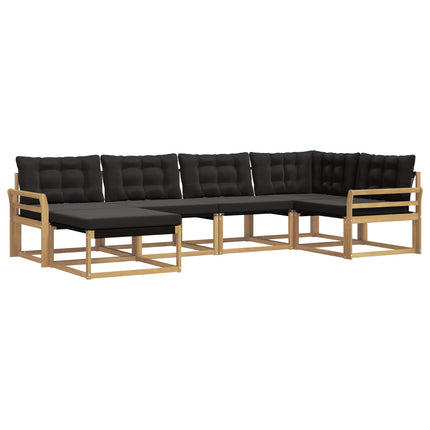 Udendørs sofagruppe med pude 6 pcs Hvid og sort