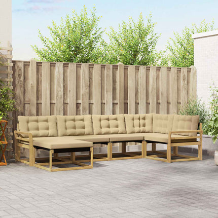 Udendørs sofagruppe med pude 6 pcs Hvid og Beige