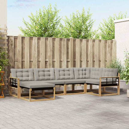 Udendørs sofagruppe 6 pcs Hvid og lysegrå 327 x 168,5 x 73 cm