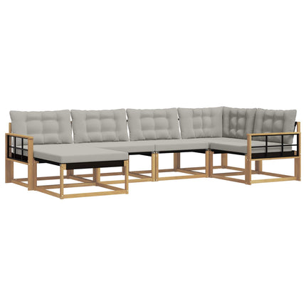 Udendørs sofagruppe 6 pcs Hvid og lysegrå 327 x 168,5 x 73 cm