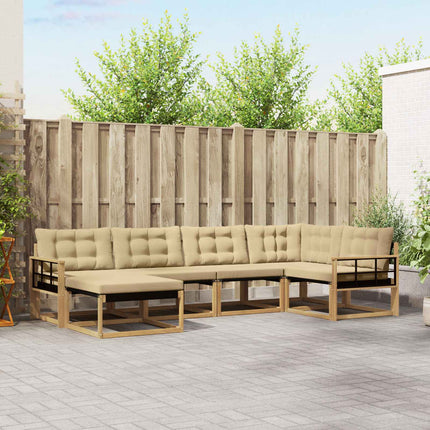 Udendørs sofagruppe med pude 6 pcs Hvid og Beige