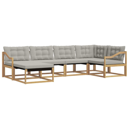 Udendørs sofagruppe 6 pcs Hvid og lysegrå 325 x 166,5 x 73 cm