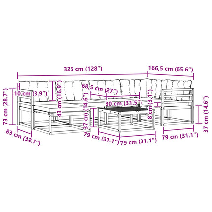 Udendørs sofagruppe 7 pcs Hvid og cremefarvet 79 x 79 x 37 cm