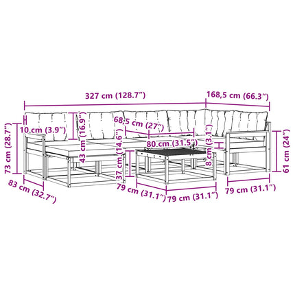 Udendørs sofagruppe 7 pcs Hvid og sort 79 x 79 x 37 cm