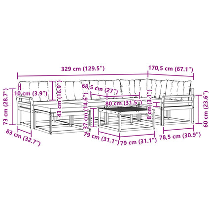 Udendørs sofagruppe 7 pcs Hvid og cremefarvet 79 x 79 x 37 cm