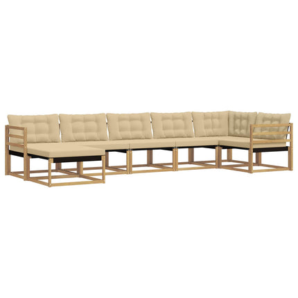 Udendørs sofagruppe med pude 7 pcs Hvid og Beige