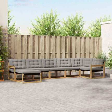 Udendørs sofagruppe 7 pcs Hvid og lysegrå 406 x 168,5 x 73 cm