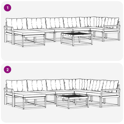 Udendørs sofagruppe 8 pcs Hvid og sort 79 x 79 x 37 cm