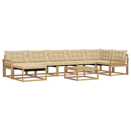 Udendørs sofagruppe 8 pcs Hvid og Beige 79 x 79 x 37 cm