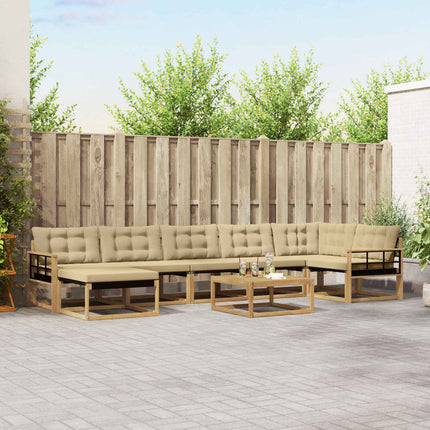 Udendørs sofagruppe 8 pcs Hvid og Beige 79 x 79 x 37 cm