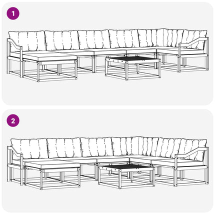 Udendørs sofagruppe 8 pcs Hvid og sort 79 x 79 x 37 cm