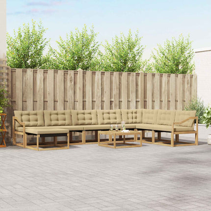 Udendørs sofagruppe 9 pcs Hvid og Beige 79 x 79 x 37 cm