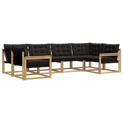 Udendørs sofagruppe med pude 6 pcs Hvid og sort