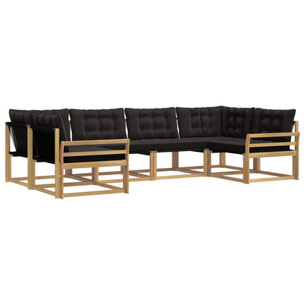 Udendørs sofagruppe med pude 6 pcs Hvid og sort