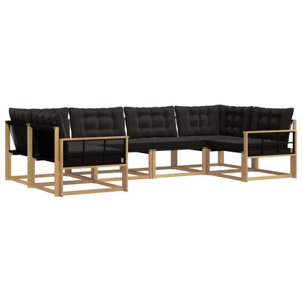 Udendørs sofagruppe med pude 6 pcs Hvid og sort