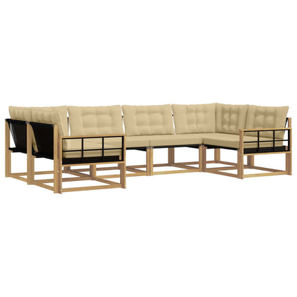 Udendørs sofagruppe med pude 6 pcs Hvid og Beige